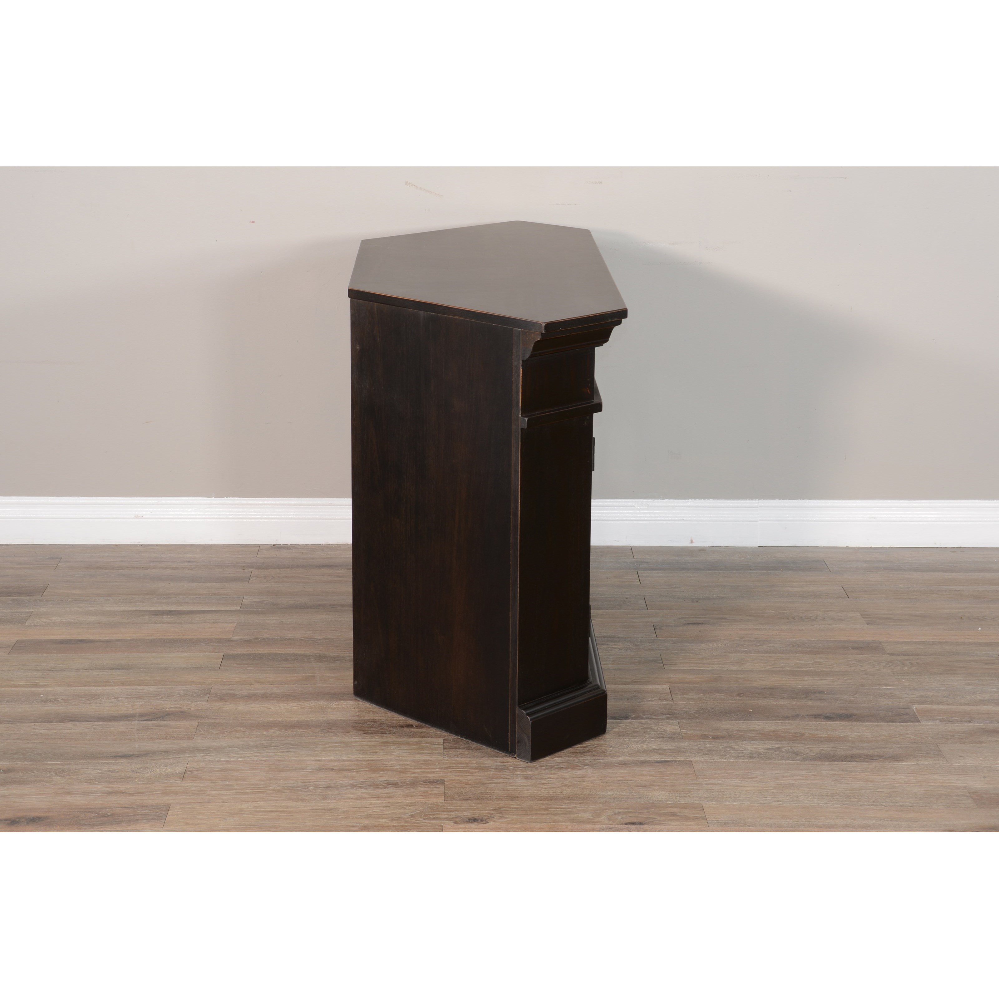 Corner pedestal store tv stand